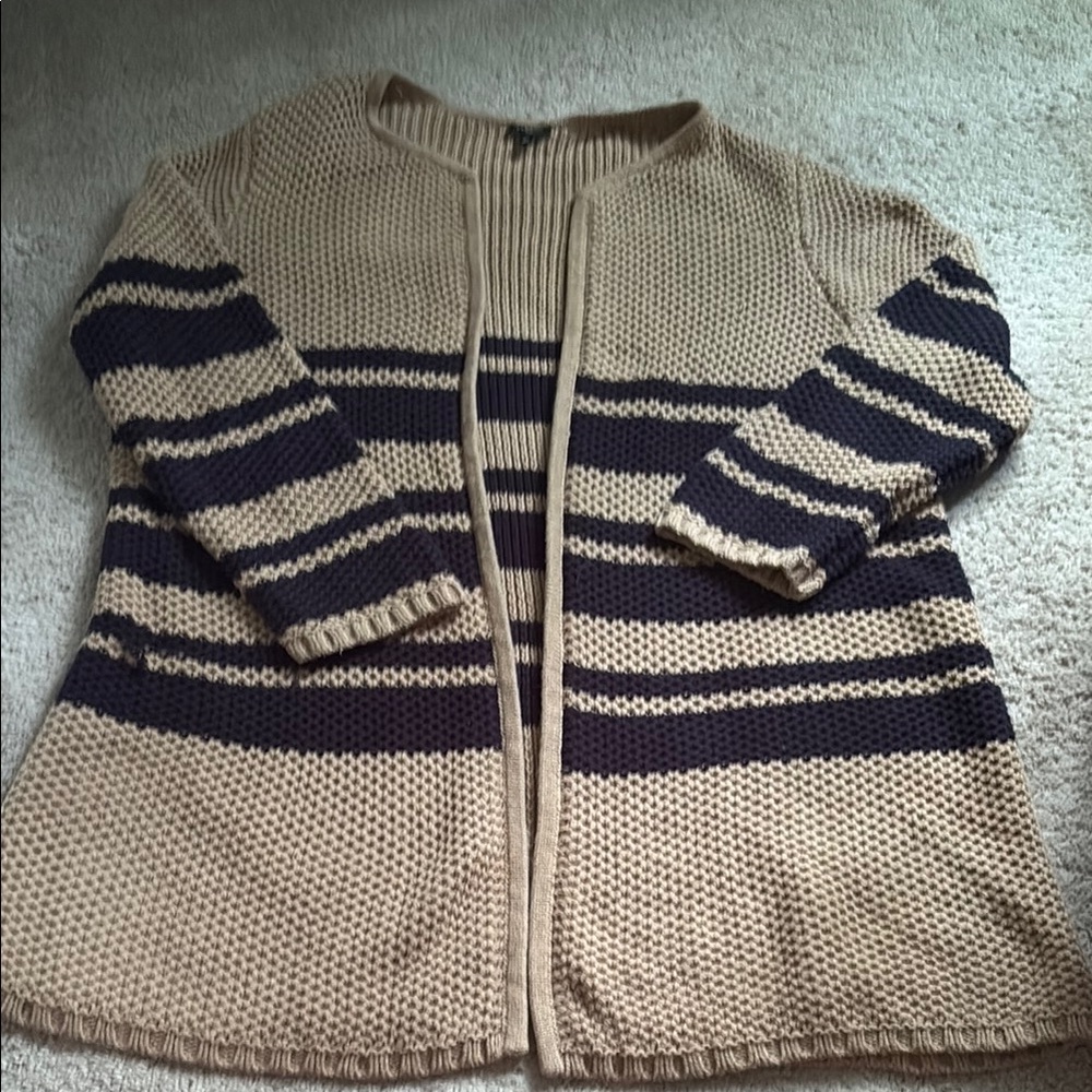 Talbots Tan and Black Cardigan Sweater